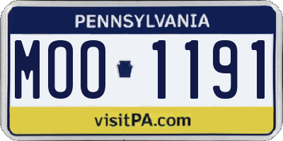 PA license plate MOO1191