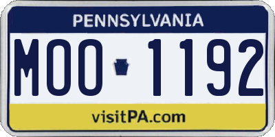 PA license plate MOO1192