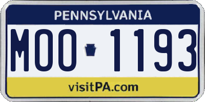 PA license plate MOO1193