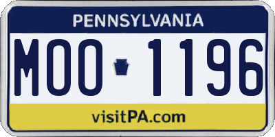 PA license plate MOO1196