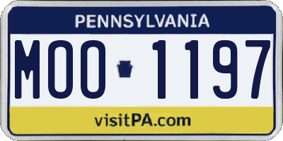 PA license plate MOO1197