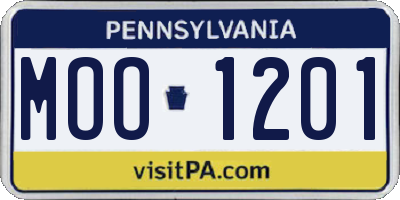 PA license plate MOO1201