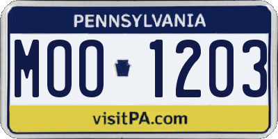PA license plate MOO1203