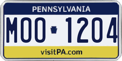PA license plate MOO1204