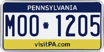 PA license plate MOO1205