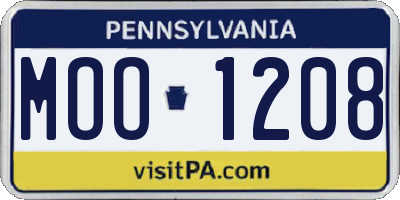 PA license plate MOO1208