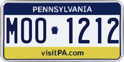 PA license plate MOO1212