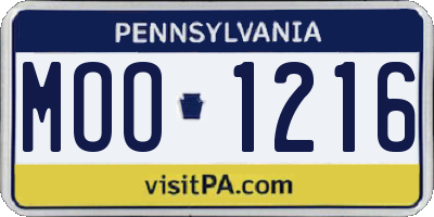 PA license plate MOO1216