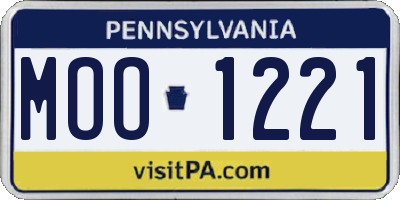 PA license plate MOO1221