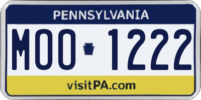PA license plate MOO1222