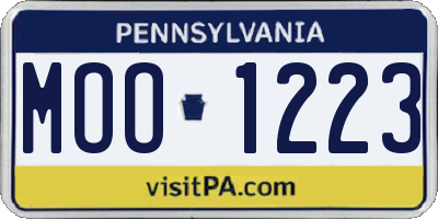 PA license plate MOO1223
