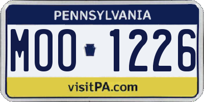 PA license plate MOO1226