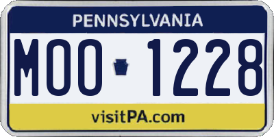 PA license plate MOO1228