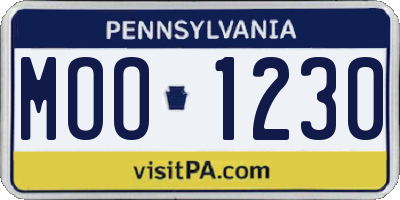 PA license plate MOO1230