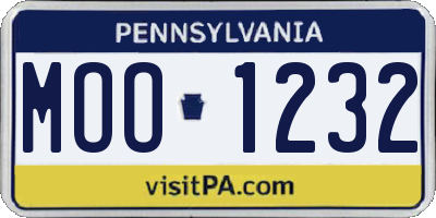 PA license plate MOO1232