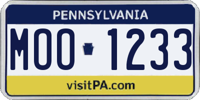 PA license plate MOO1233