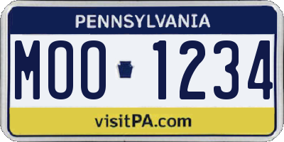 PA license plate MOO1234