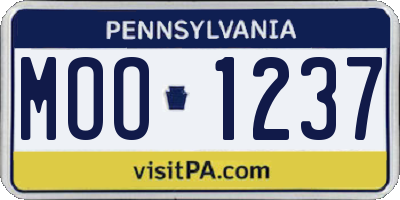 PA license plate MOO1237