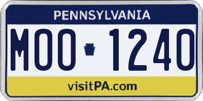 PA license plate MOO1240