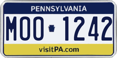 PA license plate MOO1242