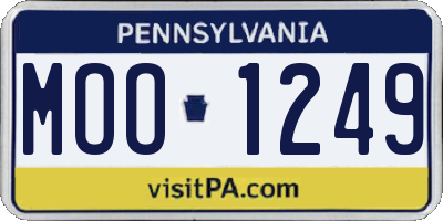 PA license plate MOO1249