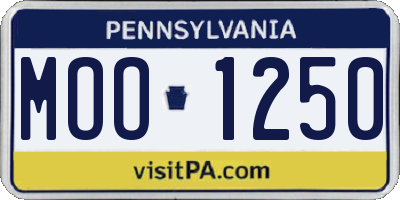 PA license plate MOO1250