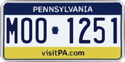 PA license plate MOO1251