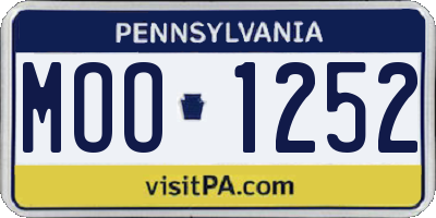 PA license plate MOO1252