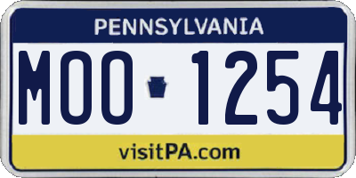 PA license plate MOO1254