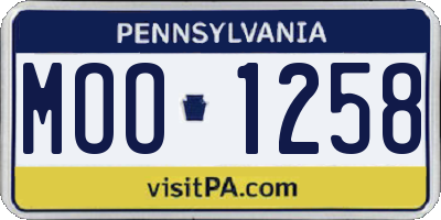 PA license plate MOO1258