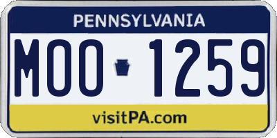PA license plate MOO1259