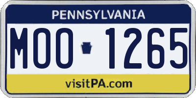 PA license plate MOO1265