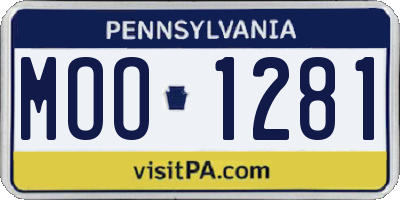 PA license plate MOO1281