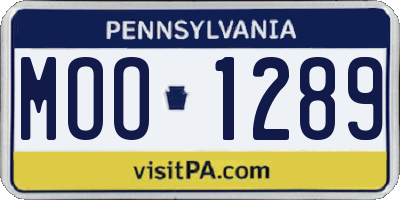 PA license plate MOO1289