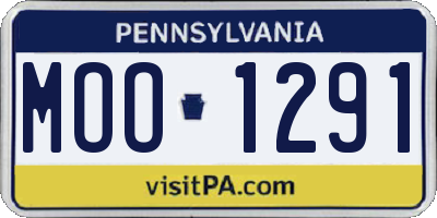 PA license plate MOO1291