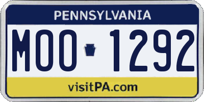 PA license plate MOO1292