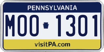PA license plate MOO1301