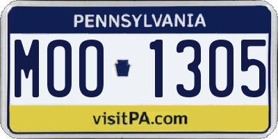 PA license plate MOO1305