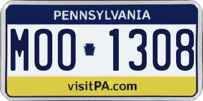 PA license plate MOO1308