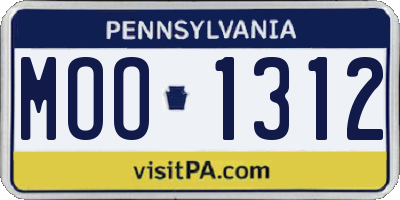 PA license plate MOO1312