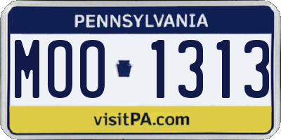 PA license plate MOO1313