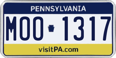 PA license plate MOO1317