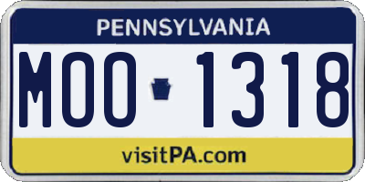 PA license plate MOO1318