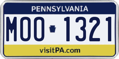 PA license plate MOO1321