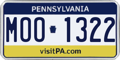 PA license plate MOO1322