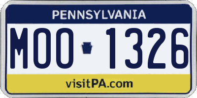 PA license plate MOO1326