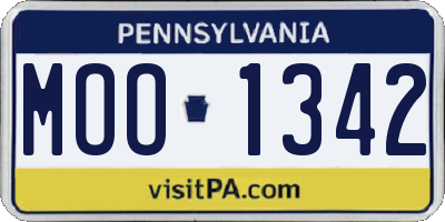 PA license plate MOO1342