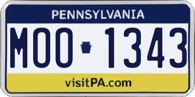 PA license plate MOO1343
