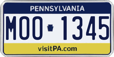 PA license plate MOO1345