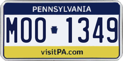 PA license plate MOO1349